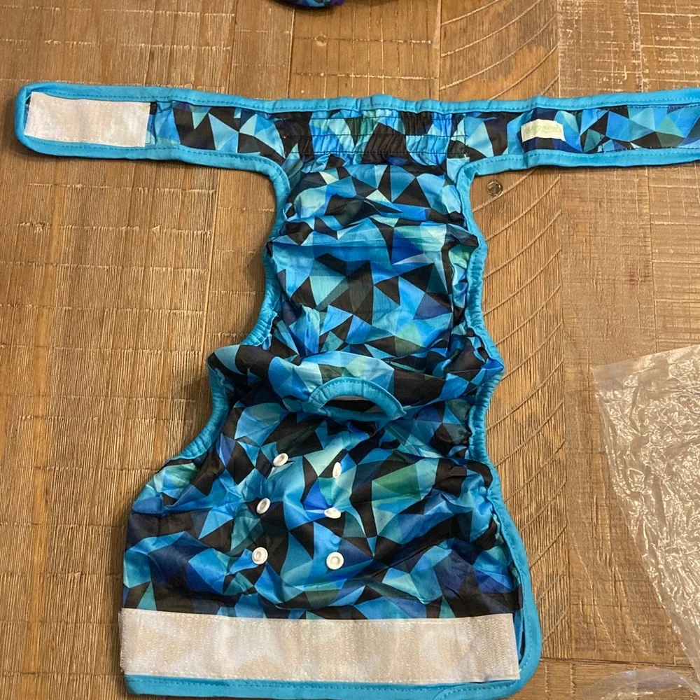 Colorful Geometric XL Dog Diapers (male) washable and adjustable NWT set of 3